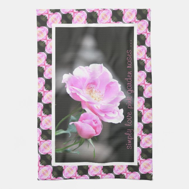 Söt Rosa ros Kökshandduk (Vertikal)
