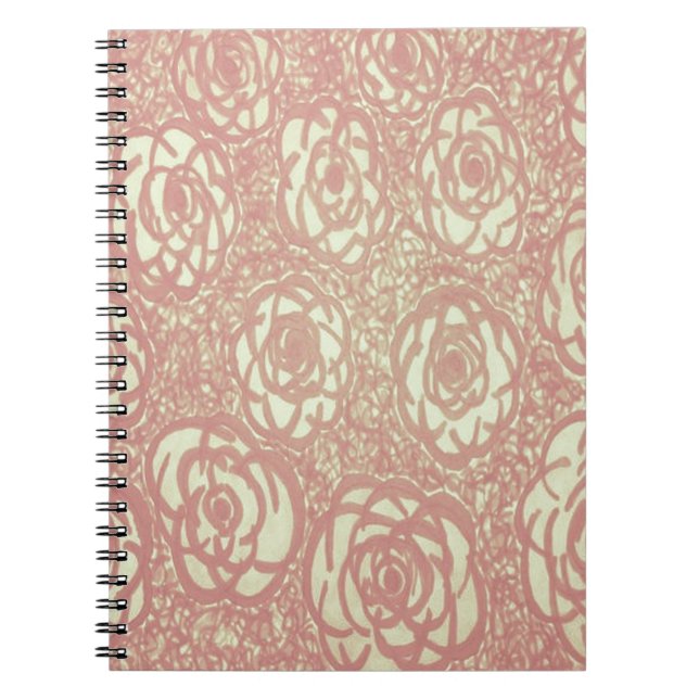 Söt Rosa ros Mönster Anteckningsbok Med Spiral (Framsidan)