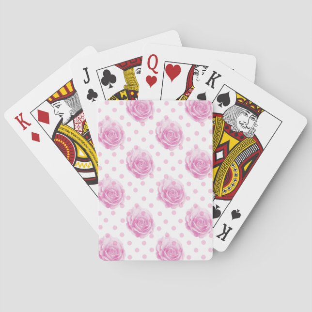 Söt rosa ros mönster casinokort (Baksidan)