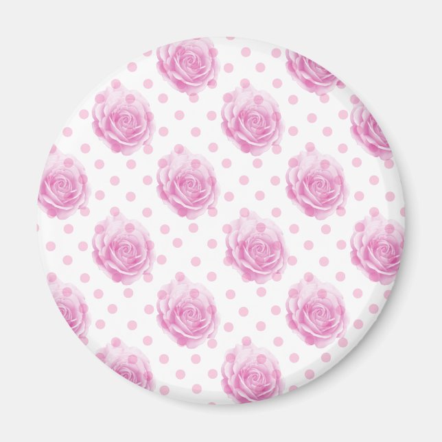 Söt rosa ros mönster magnet (Framsidan)