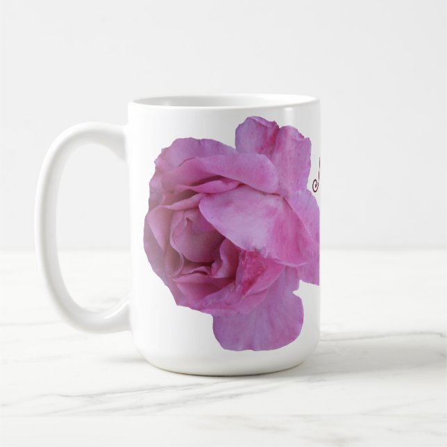 Söt rosa ros Morsa blommigt , enkel modern snyggt Kaffemugg (Vänster)