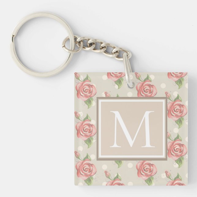 Söt Rosa ros och Dots Monogram (Framsidan)