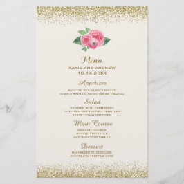 Söt Rosa ros och Glitter Bröllop Menu