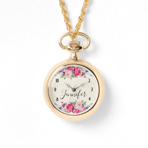 Söt Rosa ros och Peony Gräns Armbandsur