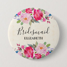 Söt Rosa ros och Peony Gräns Bridesmaid Knapp