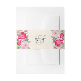 Söt Rosa ros och Peony Gräns Bröllop Band För Inbjudningskort