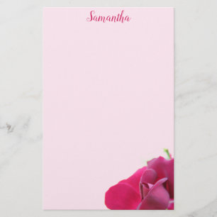 Söt Rosa ros Personlig Brevpapper