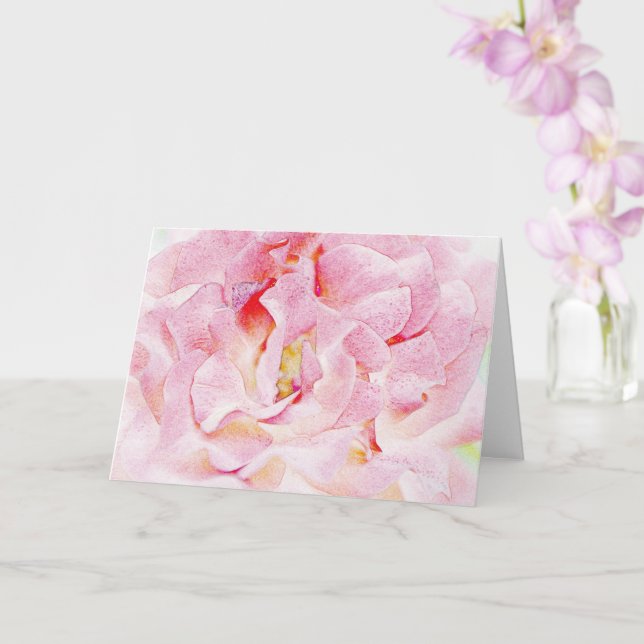 Söt Rosa ros Petals Abstrakt Art Note Card Kort (Orkide)