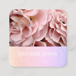 söt rosa ros petals blomsterfotografi fyrkantigt visitkort