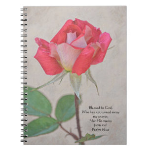 Söt Rosa ros Prayer Journal bärbar dator Anteckningsbok