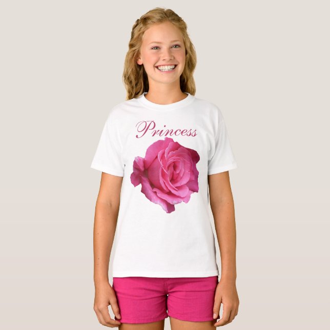 Söt rosa ros princess blommigt söt roligt t shirt (Hel framsida)