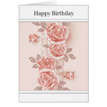 Söt Rosa ros & Snöre-hälsningskort