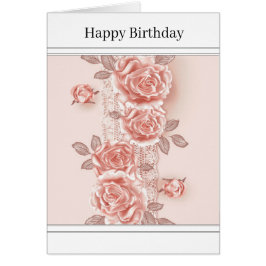 Söt Rosa ros & Snöre-hälsningskort Hälsningskort