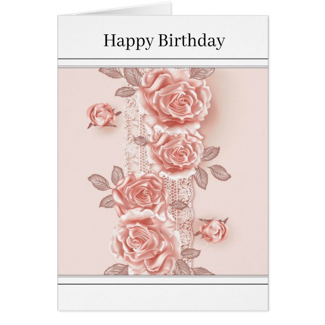 Söt Rosa ros & Snöre-hälsningskort Hälsningskort (Framsidan)