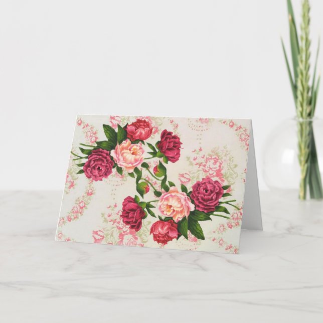 Söt Rosa ros stort teckensnittskort för födelsedag Kort (Framsida)