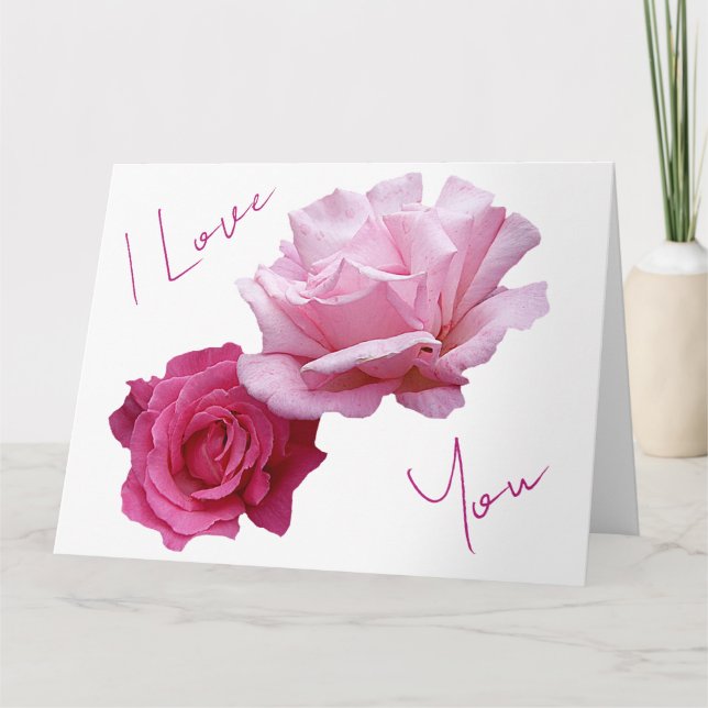 Söt rosa ros Valentine kärlek vackra blommigt Kort (Framsida)