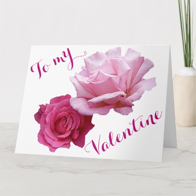 Söt rosa ros Valentine kärlek vackra blommigt Kort (Framsida)