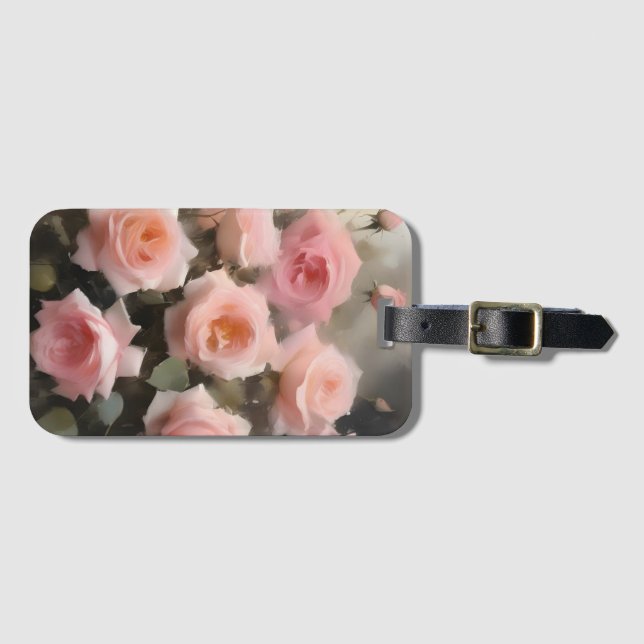 Söt rosa ros vattenfärgsfärgning bagagebricka (Framsida horisontal)