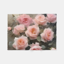 Söt rosa ros vattenfärgsfärgning fleecefilt