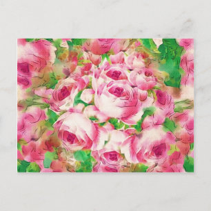 Söt Rosa ros Vykort