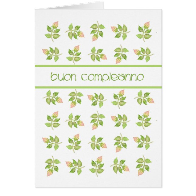 Söt Rosa Rosenknopp Italienska språket födelsedage Hälsningskort (Framsidan)