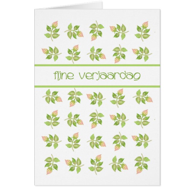 Söt Rosa Rosenknopp Nederländska Hälsning-födelsed Hälsningskort (Framsidan)