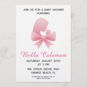 söt rosa rosett baby shower inbjudan