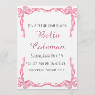 söt rosa rosett baby shower-inbjudan inbjudningar