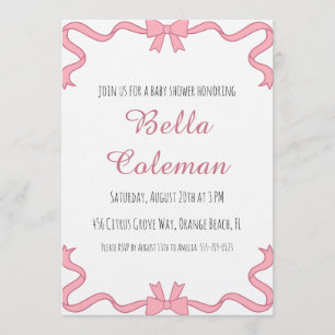 söt rosa rosett baby shower-inbjudan inbjudningar