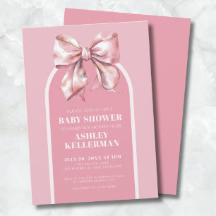 Söt Rosa Rosett Baby Shower Inbjudningar