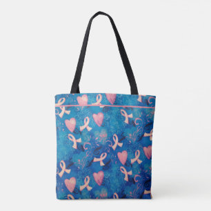 Söt Rosa Rosett band och Rosa Hearts Tote Bag Tygkasse