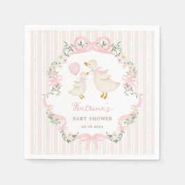 Söt Rosa Rosett Dumma Gås Flicka Baby Shower Pappersservett