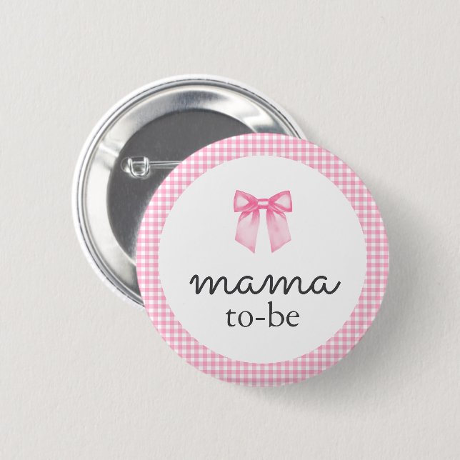 Söt Rosa Rosett Mamman På Väg Knapp (Framsida & baksida)