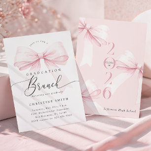 Söt Rosa Rosett Utexaminerings Brunch-inbjudan Meddelande