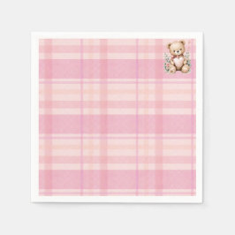 Söt rosa rutig baby shower pappersservett