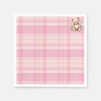 Söt rosa rutig baby shower pappersservett