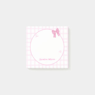 Söt rosa rutig rosett post-it block