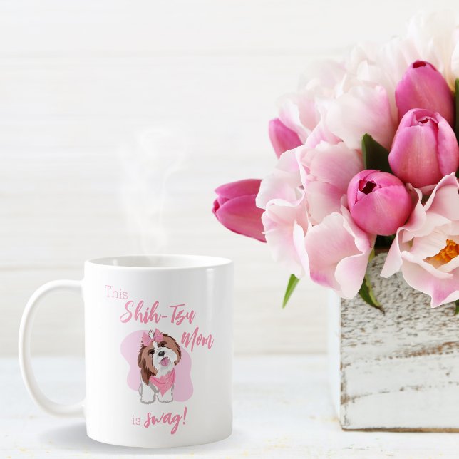 Söt Rosa Shih-Tzu Mamma är Swag! Kaffemugg (Skapare uppladdad)