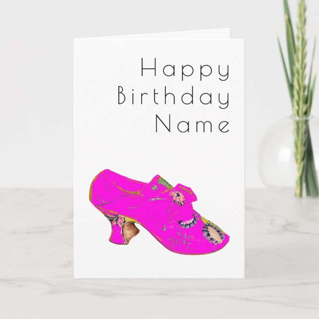 Söt Rosa Shoe Art Deco Birthday Card Kort (Framsida)