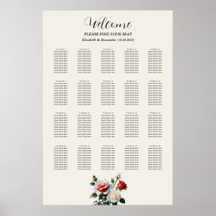 Söt rosa, sittdiagram för vit röd ros poster