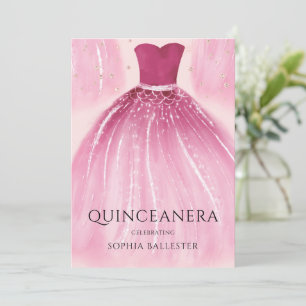 Söt  Rosa Sjöjungfru Dress Quinceanera Party Inbjudningar