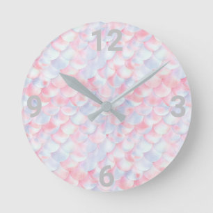 Söt Rosa Sjöjungfru  WALL CLOCK Rund Klocka