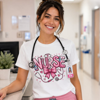 Söt Rosa Sjuksköterske Båge – Kawaii Omvårdnad & M T Shirt