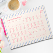 Söt Rosa Slinga Blå Randig Veckoplanering