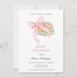 Söt Rosa Slinga Böcker Baby Shower för Flicka Inbjudningar