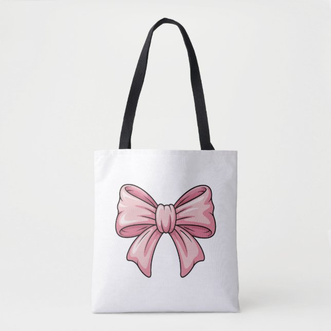 Söt Rosa Slinga Coquette Estetisk Canvas Toteväska Tygkasse (Framsida)