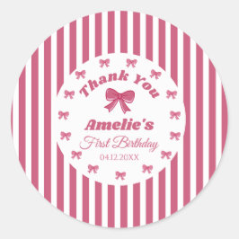 Söt Rosa Slinga Första Födelsedagen Runt Klistermärke