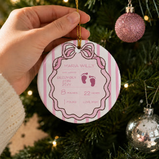 Söt Rosa Slöja Baby Födelsestatistik Julgransprydnad Keramik