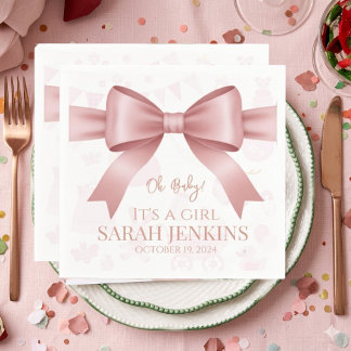 Söt Rosa Slöja & Band Flicka Barnkalas Pappersservett