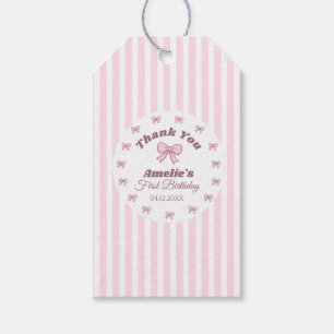 Söt Rosa Slöja Första Födelsedagen Presentetikett